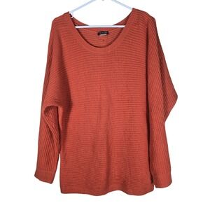 Venus Orange Reverse Button Back Knit Sweater Medium Scoop Neck Slouchy